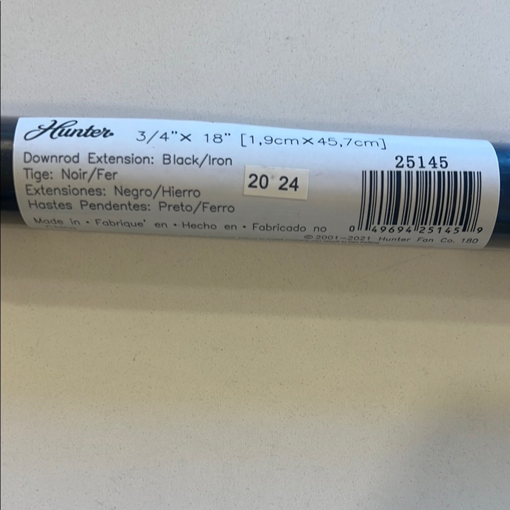 Hunter Black Iron Downrod Extension